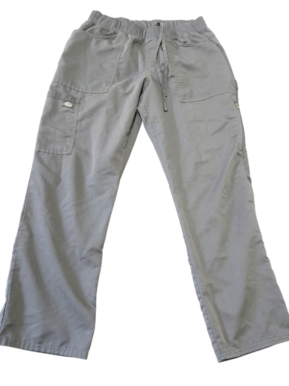 Dickies Women's Straight Leg Drawstring Scrub Pants in Pewter Gray Medium Petite